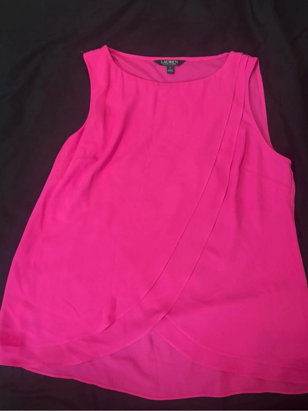 Lauren Ralph Lauren Hot Pink Crossover Sleeveless Blouse Size S